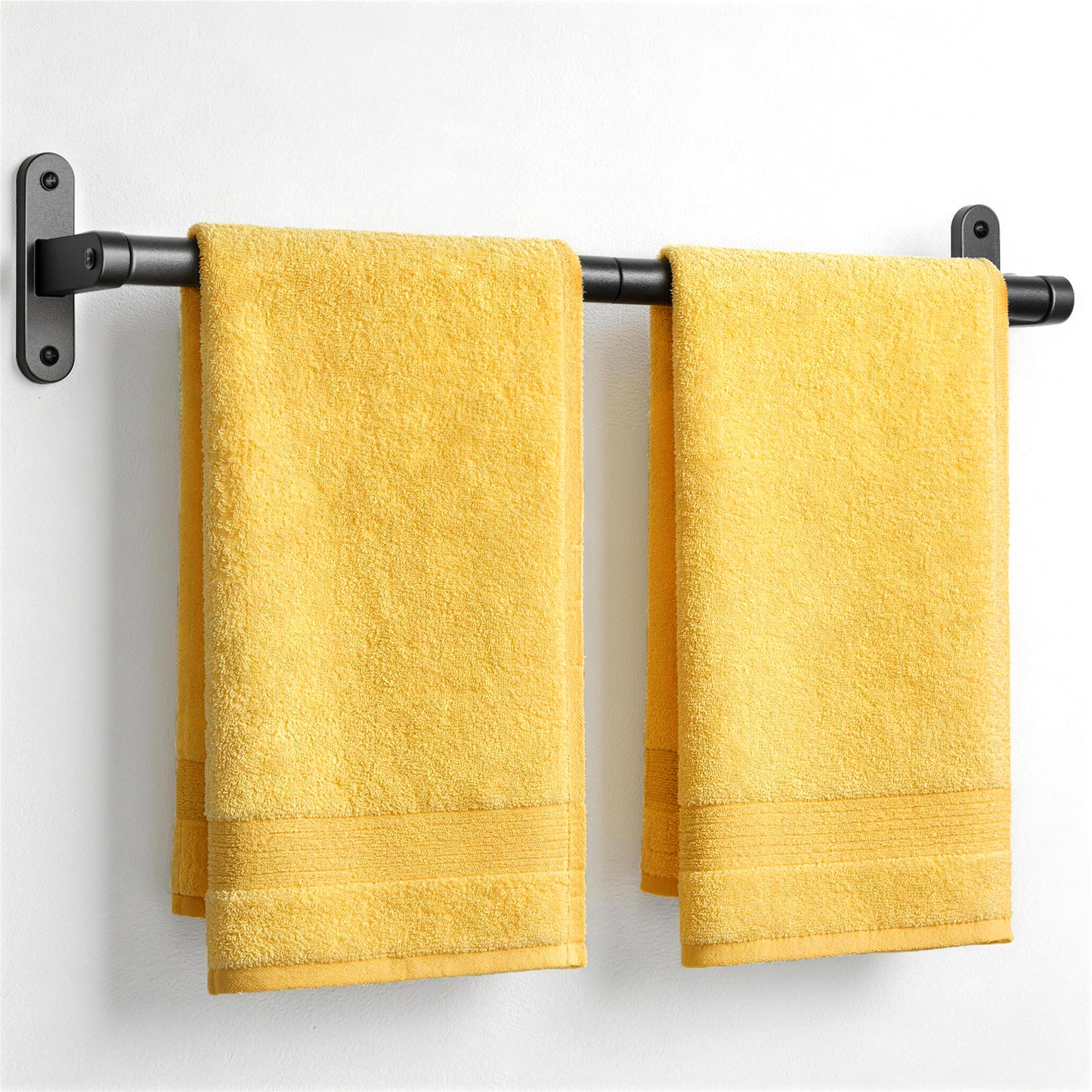 Powools 23.5-Inch Matte Black Towel Bar, Rustproof Wall-Mounted Bathroom Towel Rack, Space-Saving Sturdy Metal Towel Holder for Home and Apartment