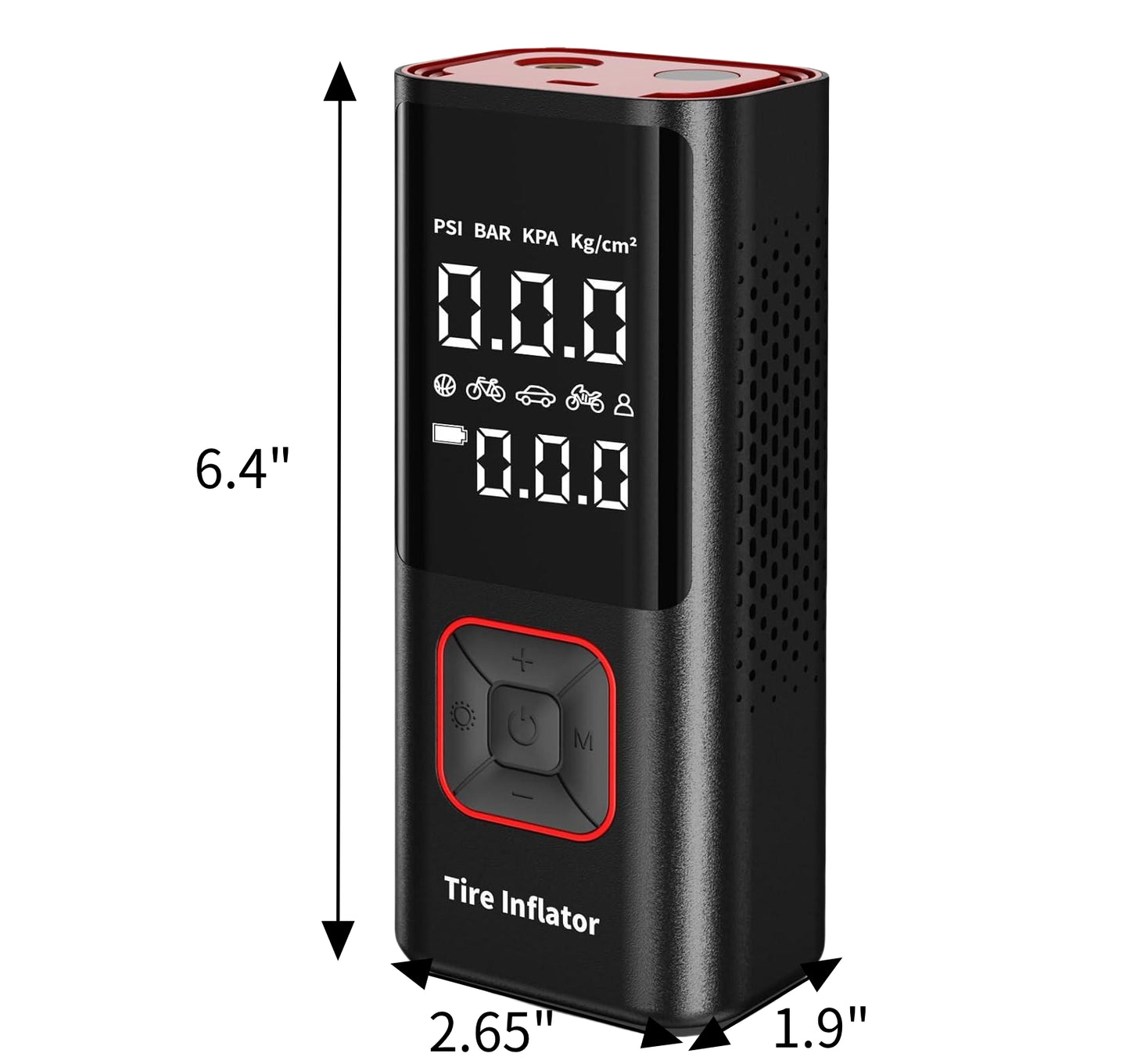 Powools Cordless Tire Inflator 150PSI Portable Air Compressor with Auto Shutoff, Air Pump for Car Tires, Motorcycle, Bike, Balls, Inflatables, LED Light, Red, Large Capacity