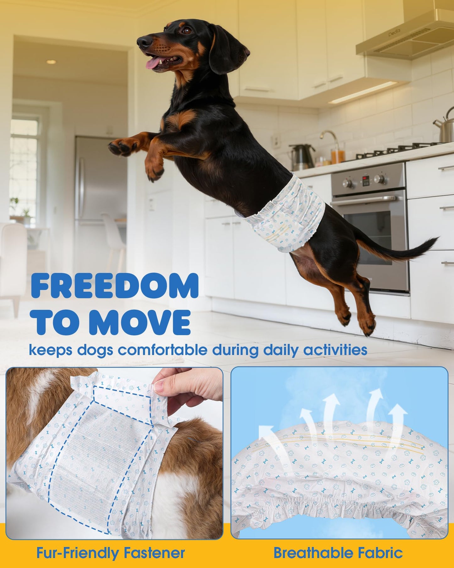 Powools Male Dog Wraps - 96 Count Disposable Dog Diapers Small Size with Wetness Indicator, Leakproof & Comfortable, Highly Absorbent Belly Bands for Training, Incontinence, Travel, Small