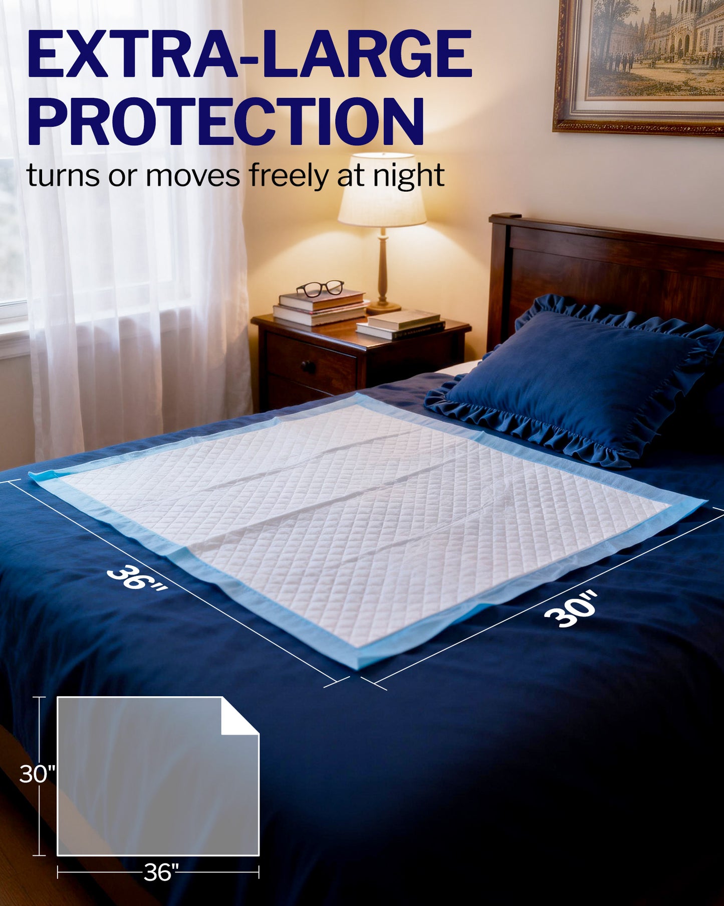 Powools Bed Pads Disposable Adult, 6-Layer Pee Pads for Adults, Leakproof Disposable Changing Pads for Baby, Incontinence, Puppy, 100 Count, 36" x 30"