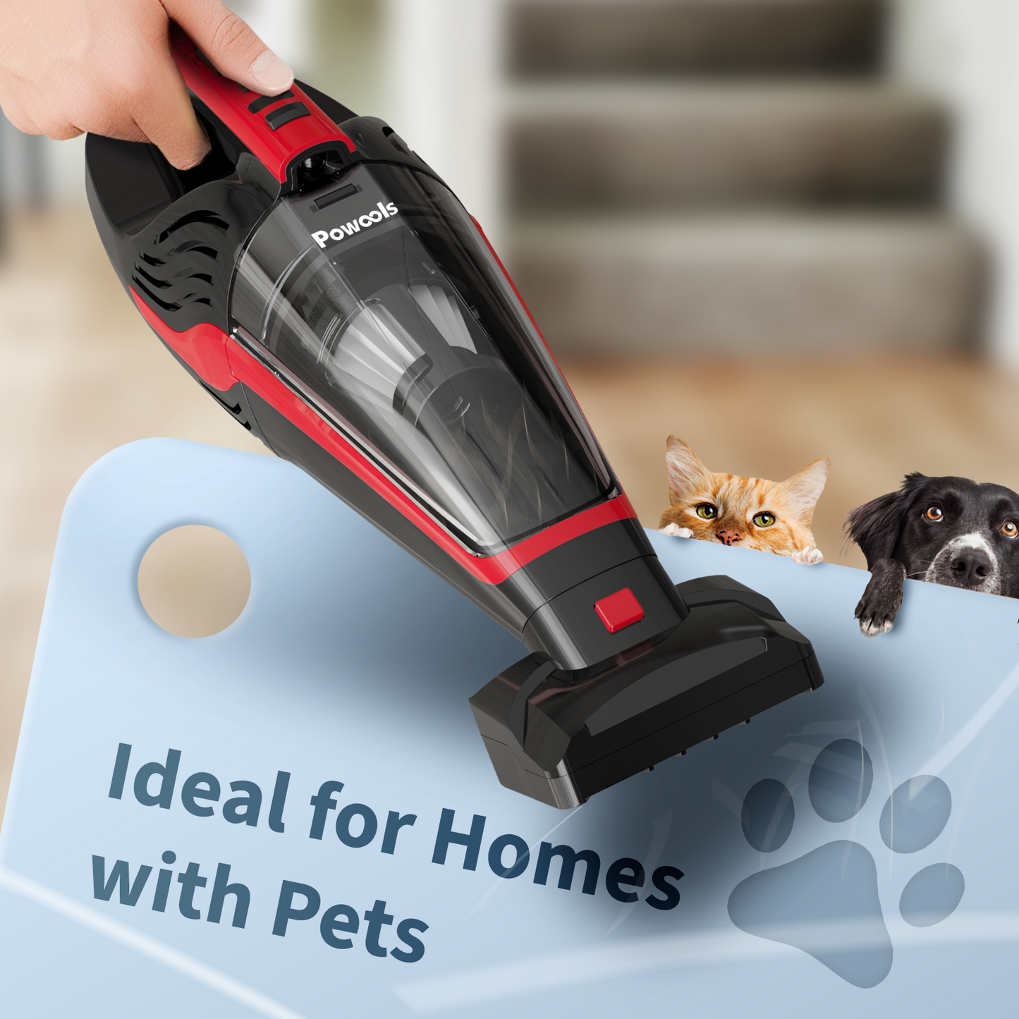 Powools Pet Hair Handheld Vacuum Car Vacuum Cordless Rechargeable, W